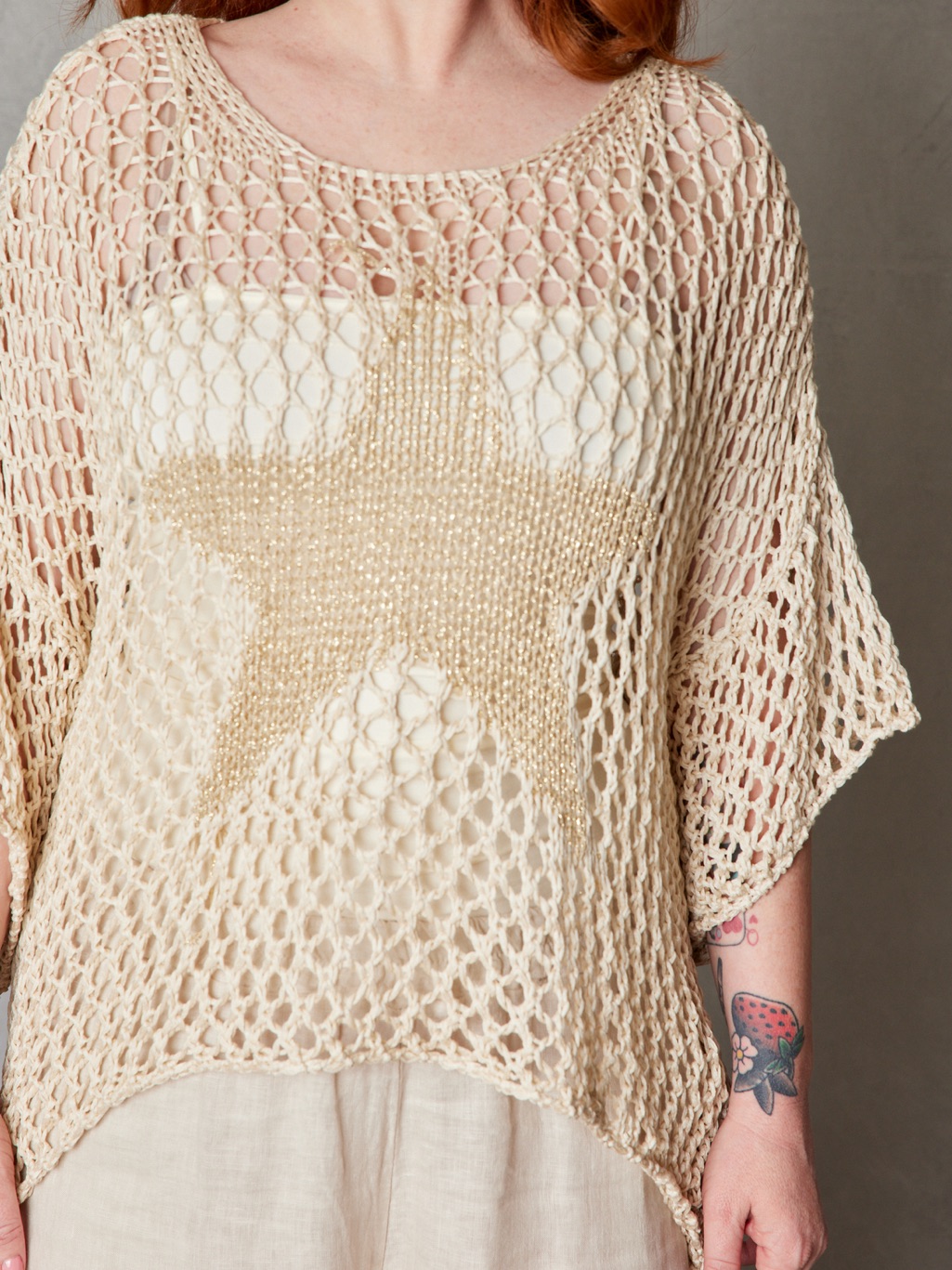 Nwt- Cento Uno Italy Crochet Star Sweater